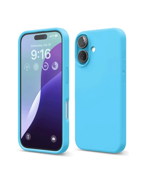 Newface iPhone 16 Kılıf Nano içi Kadife Silikon - Mavi