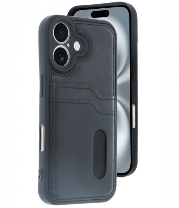 Newface iPhone 16 Kılıf Sara Kartvizitli Deri Kılıf