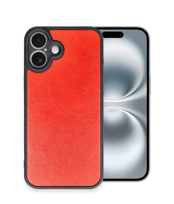 Newface iPhone 16 Plus Kılıf Aras Deri Kapak - Kırmızı