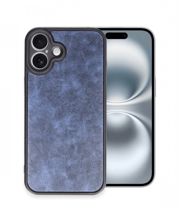Newface iPhone 16 Plus Kılıf Aras Deri Kapak - Lacivert