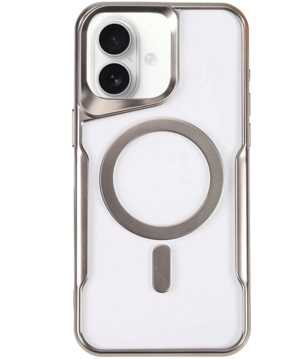 Newface iPhone 16 Plus Kılıf Boyi Magsafe Silikon Kapak - Gümüş