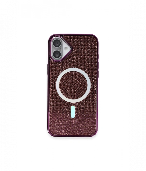 Newface iPhone 16 Plus Kılıf Diamond Magsafe Kapak - Derin Mor