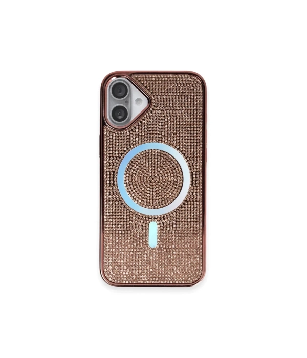 Newface iPhone 16 Plus Kılıf Diamond Magsafe Kapak - Pembe