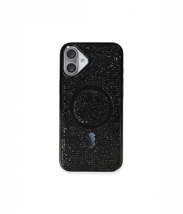 Newface iPhone 16 Plus Kılıf Diamond Magsafe Kapak - Siyah