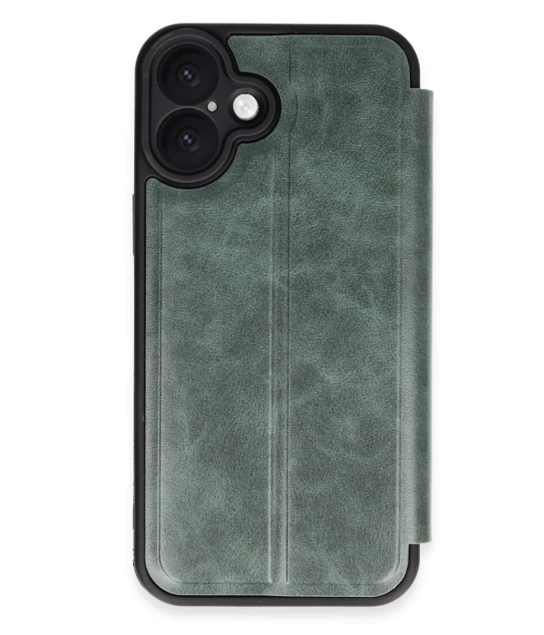 Newface iPhone 16 Plus Kılıf Flip Cover - Koyu Yeşil
