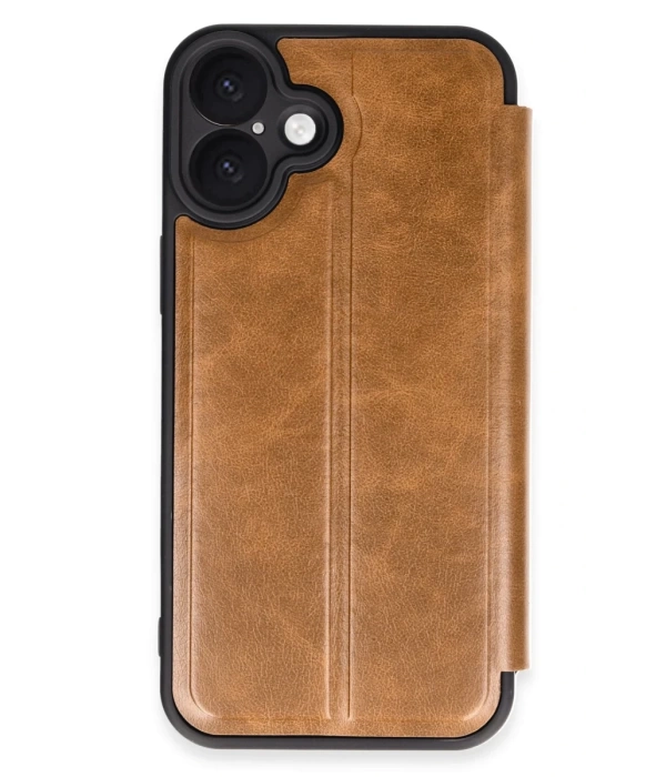 Newface iPhone 16 Plus Kılıf Flip Cover - Taba