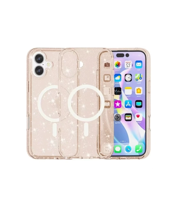 Newface iPhone 16 Plus Kılıf Glow Magsafe Kapak - Turuncu