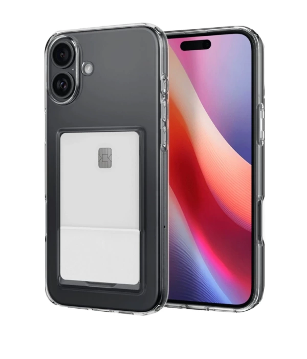Newface iPhone 16 Plus Kılıf Kart Şeffaf Silikon - Şeffaf