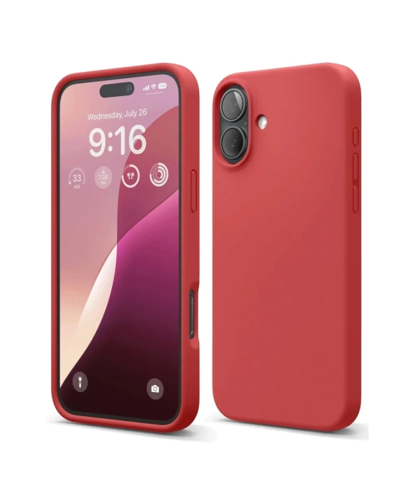 Newface iPhone 16 Plus Kılıf Nano içi Kadife Silikon - Kırmızı