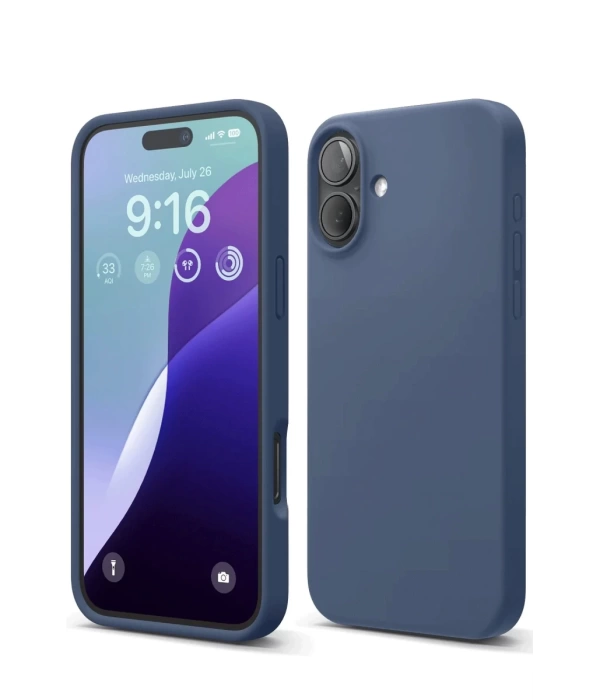 Newface iPhone 16 Plus Kılıf Nano içi Kadife Silikon - Lacivert