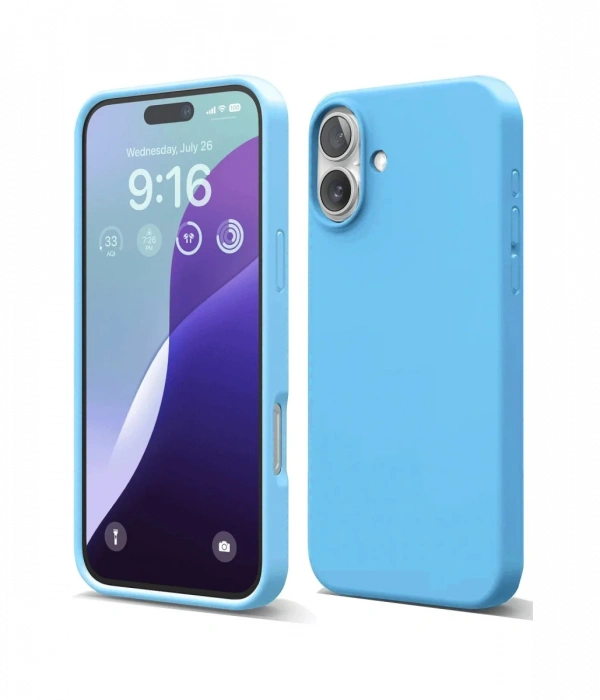 Newface iPhone 16 Plus Kılıf Nano içi Kadife Silikon - Mavi