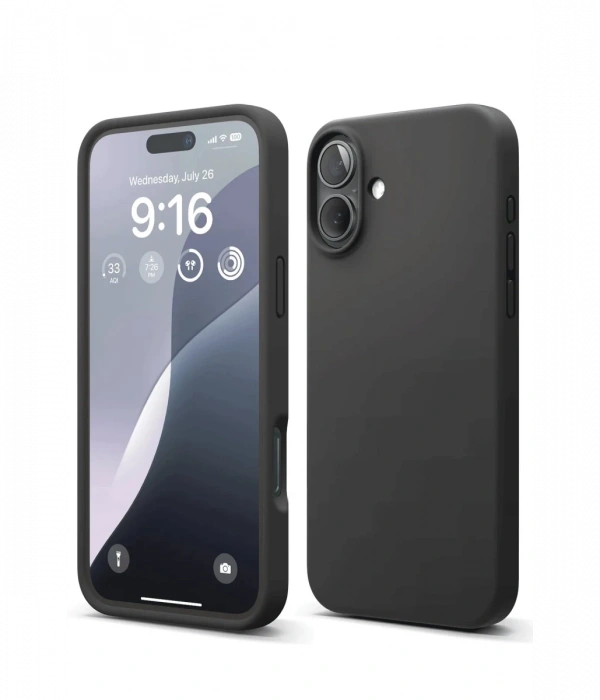 Newface iPhone 16 Plus Kılıf Nano içi Kadife Silikon - Siyah