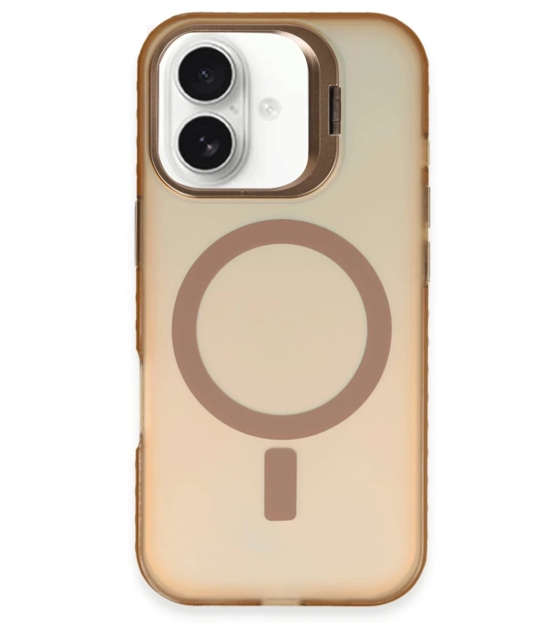Newface iPhone 16 Plus Kılıf Primera Magsafe Standlı Kapak - Gold