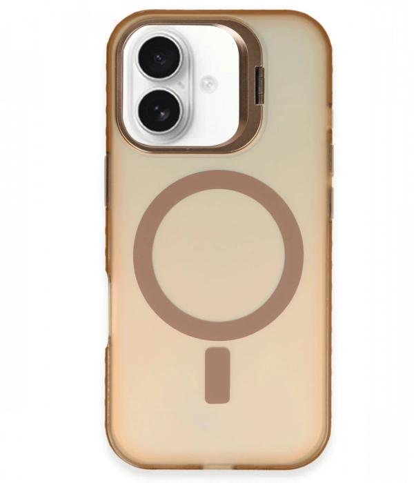Newface iPhone 16 Plus Kılıf Primera Magsafe Standlı Kapak - Gold