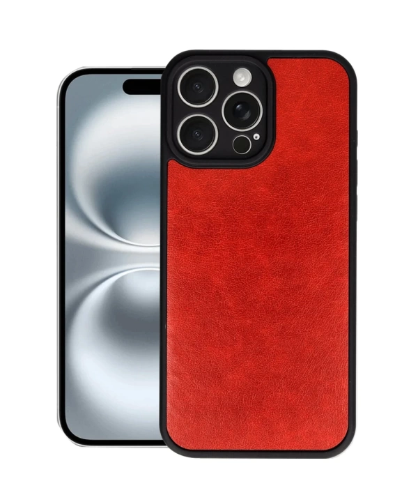 Newface iPhone 16 Pro Kılıf Aras Deri Kapak - Kırmızı