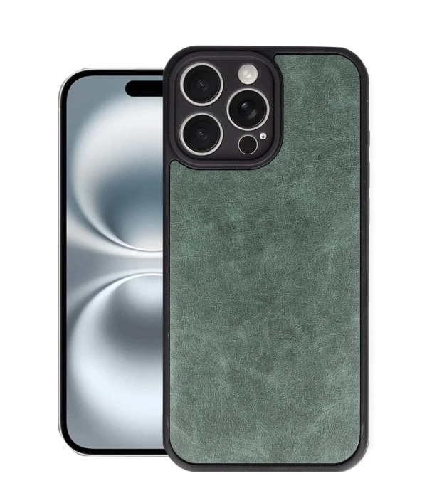 Newface iPhone 16 Pro Kılıf Aras Deri Kapak - Koyu Yeşil
