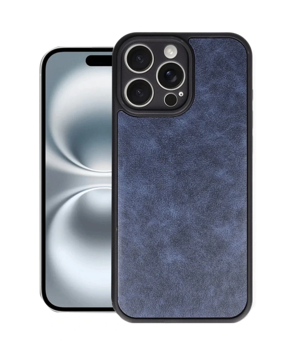 Newface iPhone 16 Pro Kılıf Aras Deri Kapak - Lacivert