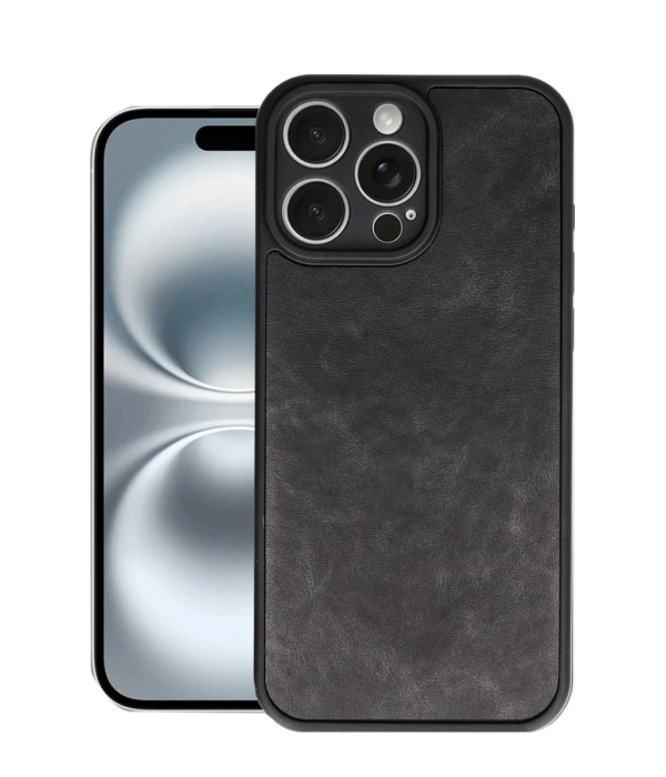 Newface iPhone 16 Pro Kılıf Aras Deri Kapak - Siyah