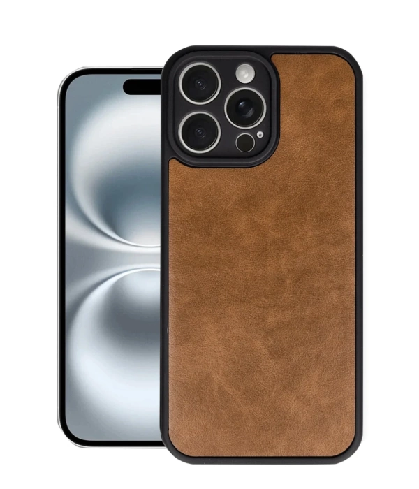 Newface iPhone 16 Pro Kılıf Aras Deri Kapak - Taba