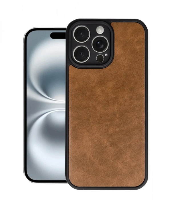 Newface iPhone 16 Pro Kılıf Aras Deri Kapak - Taba