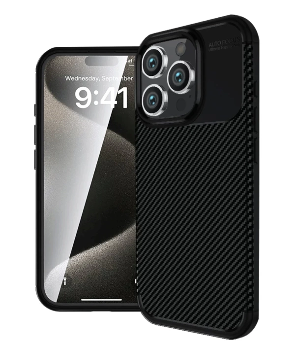 Newface iPhone 16 Pro Kılıf Auto Focus Karbon Kapak - Siyah