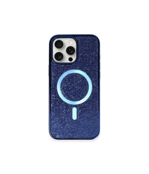 Newface iPhone 16 Pro Kılıf Diamond Magsafe Kapak - Lacivert