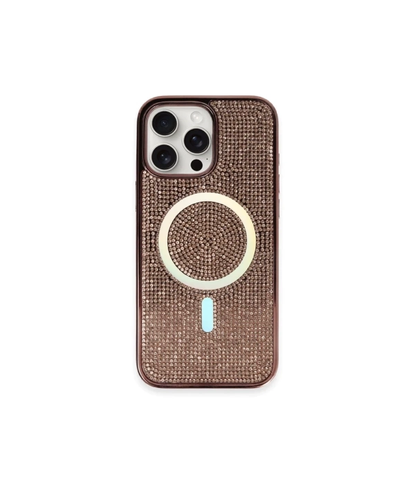 Newface iPhone 16 Pro Kılıf Diamond Magsafe Kapak - Pembe
