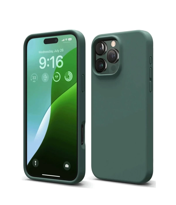 Newface iPhone 16 Pro Kılıf First Silikon - Koyu Yeşil