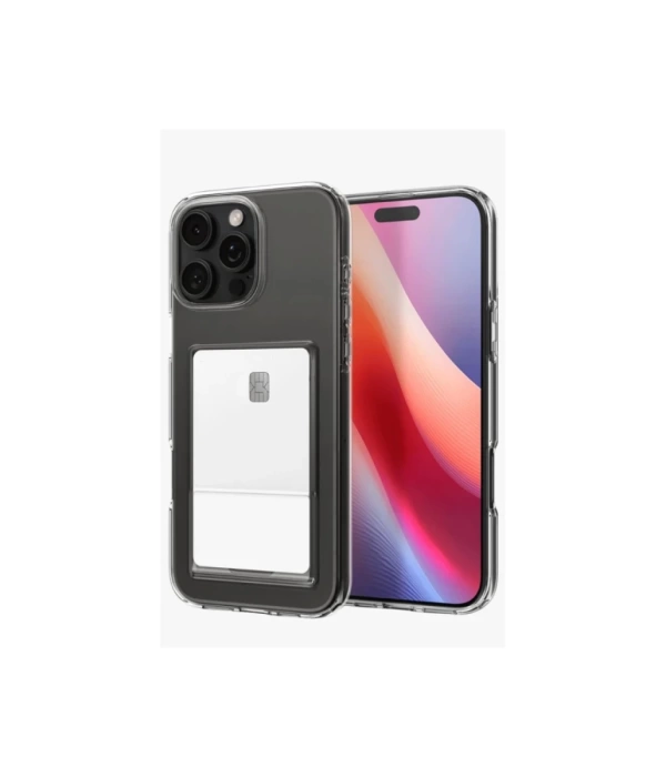 Newface iPhone 16 Pro Kılıf Kart Şeffaf Silikon - Şeffaf