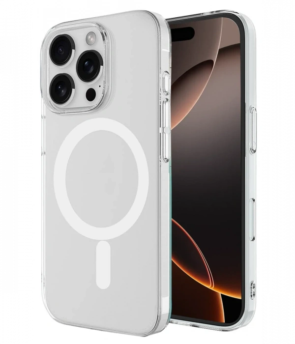 Newface iPhone 16 Pro Kılıf Magneticsafe Şeffaf Silikon - Şeffaf
