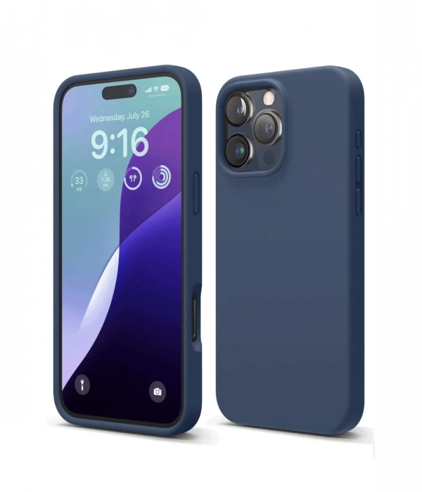 Newface iPhone 16 Pro Kılıf Nano içi Kadife Silikon - Lacivert