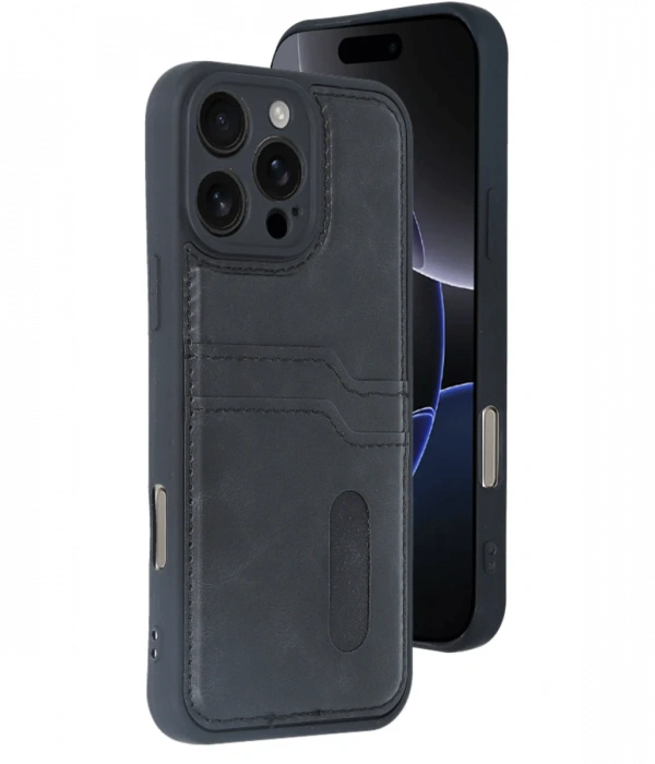 Newface iPhone 16 Pro Kılıf Sara Kartvizitli Deri Kılıf