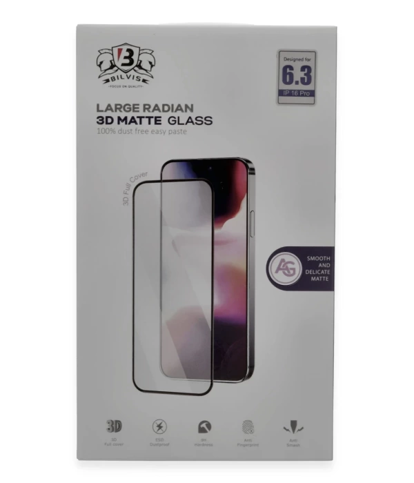Newface iPhone 16 Pro Max Bilvis 3D Mat Cam Ekran Koruyucu