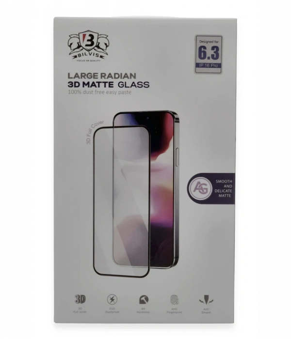 Newface iPhone 16 Pro Max Bilvis 3D Mat Cam Ekran Koruyucu