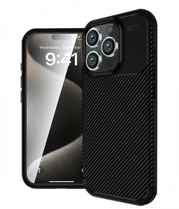 Newface iPhone 16 Pro Max Kılıf Auto Focus Karbon Kapak - Siyah
