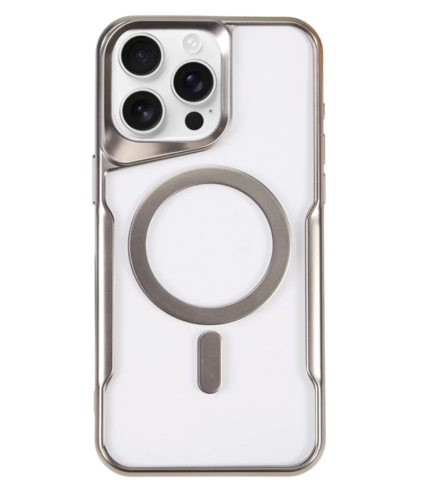 Newface iPhone 16 Pro Max Kılıf Boyi Magsafe Silikon Kapak - Gümüş
