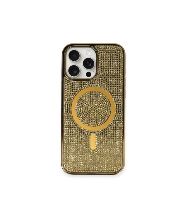 Newface iPhone 16 Pro Max Kılıf Diamond Magsafe Kapak - Gold