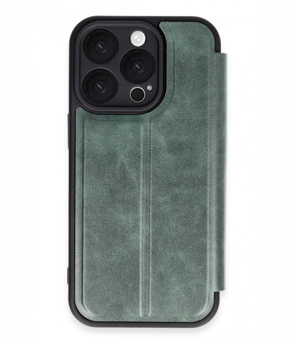 Newface iPhone 16 Pro Max Kılıf Flip Cover - Koyu Yeşil