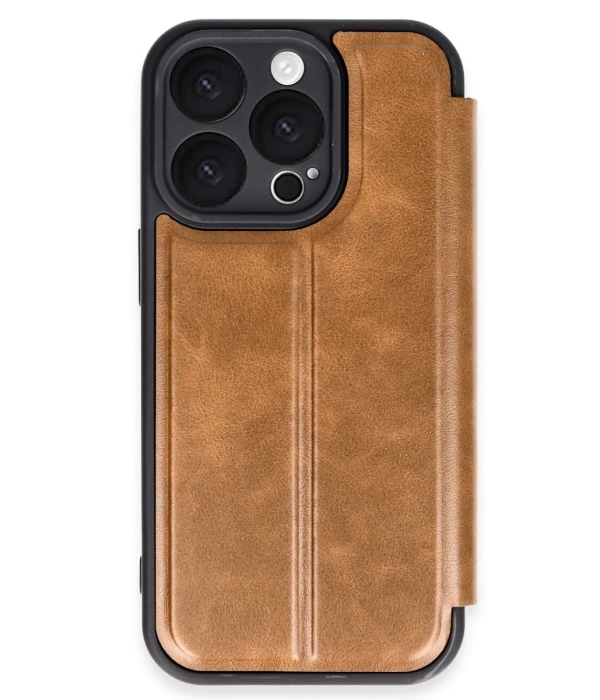 Newface iPhone 16 Pro Max Kılıf Flip Cover - Taba