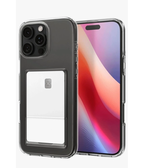Newface iPhone 16 Pro Max Kılıf Kart Şeffaf Silikon - Şeffaf