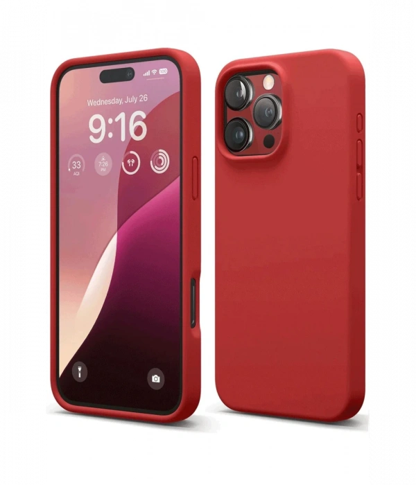 Newface iPhone 16 Pro Max Kılıf Nano içi Kadife Silikon - Kırmızı