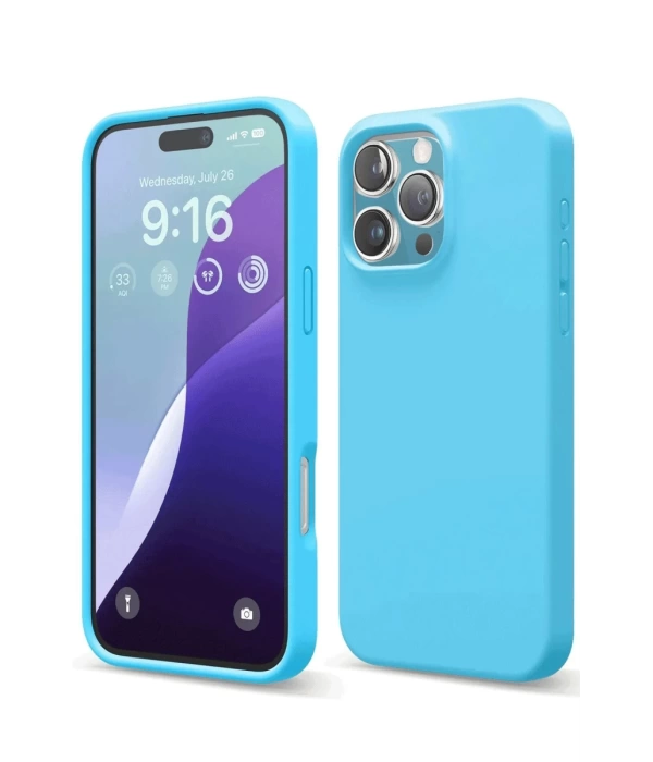 Newface iPhone 16 Pro Max Kılıf Nano içi Kadife Silikon - Mavi