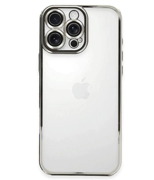 Newface iPhone 16 Pro Max Kılıf Razer Lensli Silikon - Gümüş