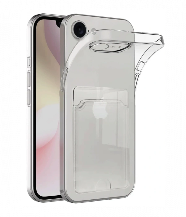 iPhone 16E Kılıf Kart Şeffaf Silikon - Şeffaf