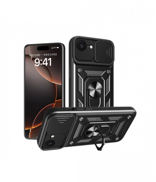 Joy Tekno iPhone 16E Kılıf Pars Lens Yüzüklü Silikon
