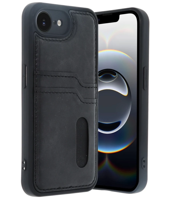 Newface iPhone 16E Kılıf Sara Kartvizitli Deri Kılıf