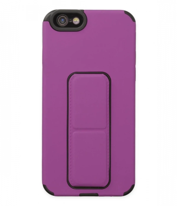 Newface iPhone 6 Kılıf Mega Standlı Silikon - Mor