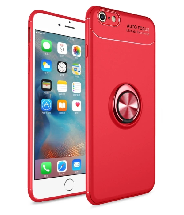 Newface iPhone 6 Kılıf Range Yüzüklü Silikon - Kırmızı