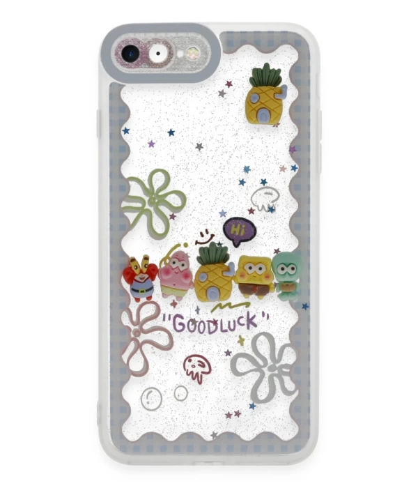 Newface iPhone 7 Kılıf Sweet Desenli Silikon Kapak - Açık Mavi