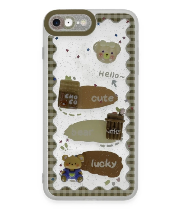 Newface iPhone 7 Kılıf Sweet Desenli Silikon Kapak - Şeffaf